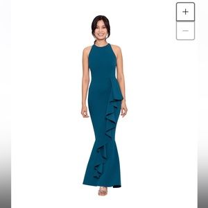 Betsy & Adam Halter Crepe Mermaid Gown NWT